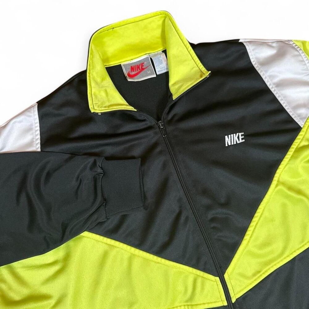 Nike Men's Vintage 90s Grey Tag Track Jacket M Black Yellow Neon S00901TS RARE